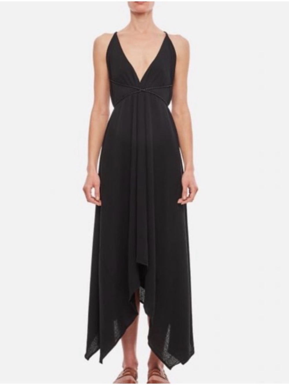 CARAVANA handmade cotton Black Strappy Open-Back Dress